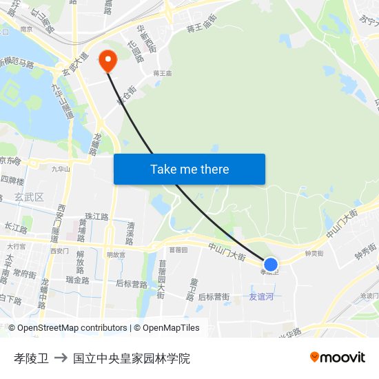 孝陵卫 to 国立中央皇家园林学院 map