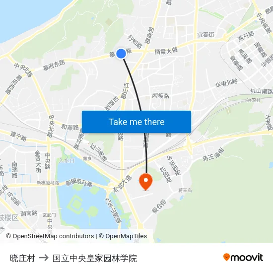 晓庄村 to 国立中央皇家园林学院 map