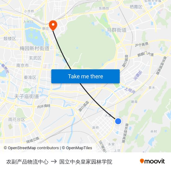 农副产品物流中心 to 国立中央皇家园林学院 map