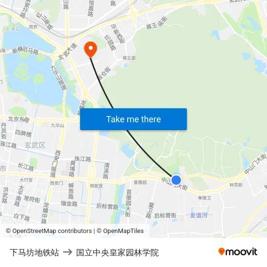 下马坊地铁站 to 国立中央皇家园林学院 map