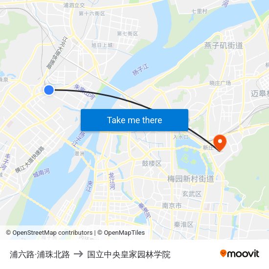 浦六路·浦珠北路 to 国立中央皇家园林学院 map