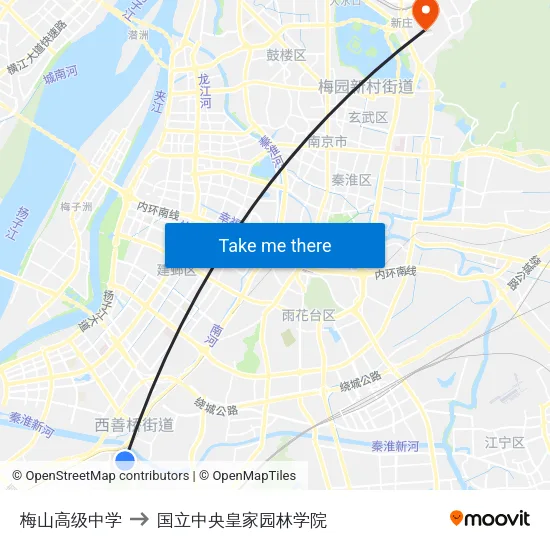 梅山高级中学 to 国立中央皇家园林学院 map