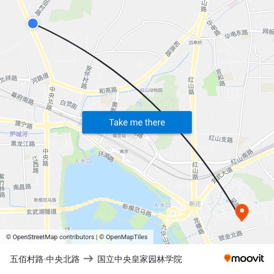 五佰村路·中央北路 to 国立中央皇家园林学院 map