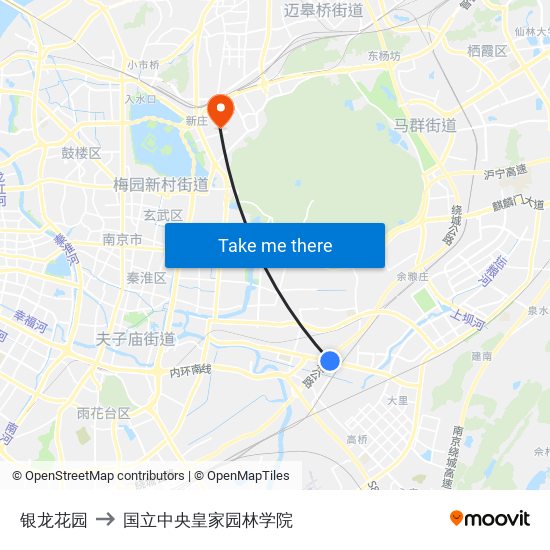 银龙花园 to 国立中央皇家园林学院 map