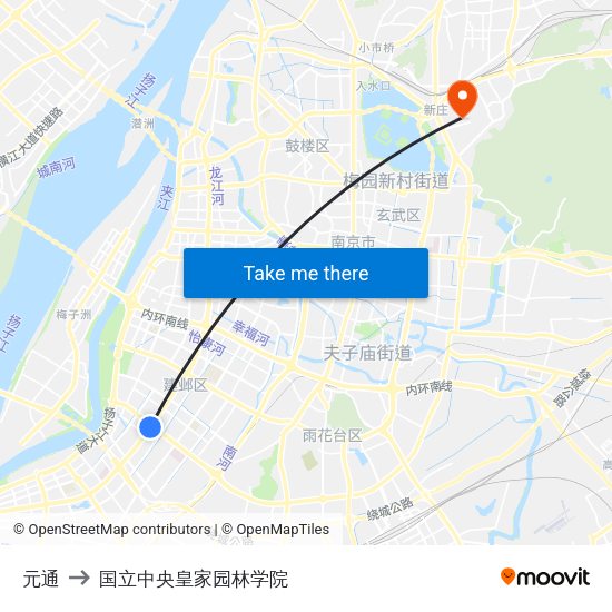 元通 to 国立中央皇家园林学院 map