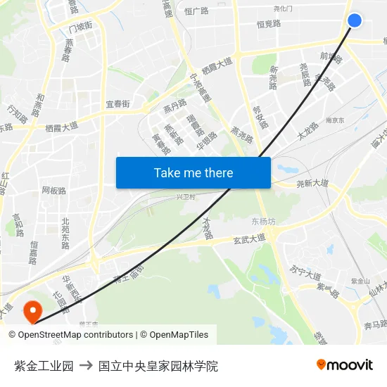紫金工业园 to 国立中央皇家园林学院 map