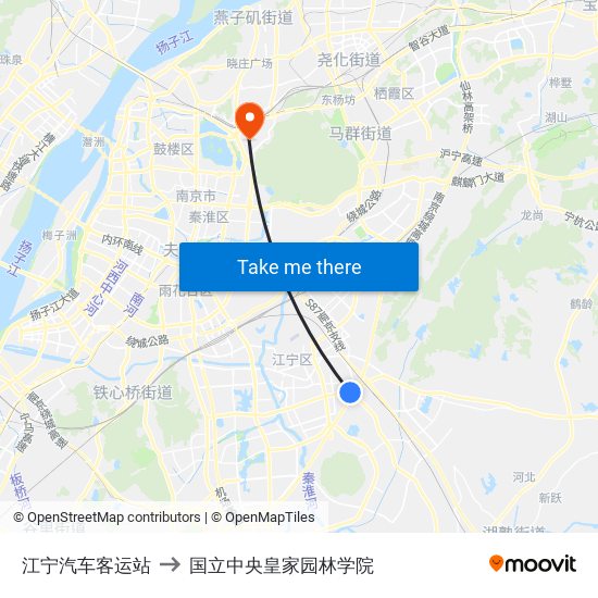 江宁汽车客运站 to 国立中央皇家园林学院 map