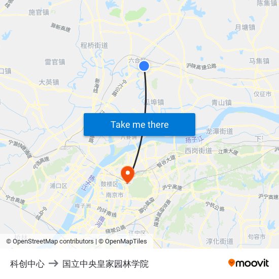 科创中心 to 国立中央皇家园林学院 map