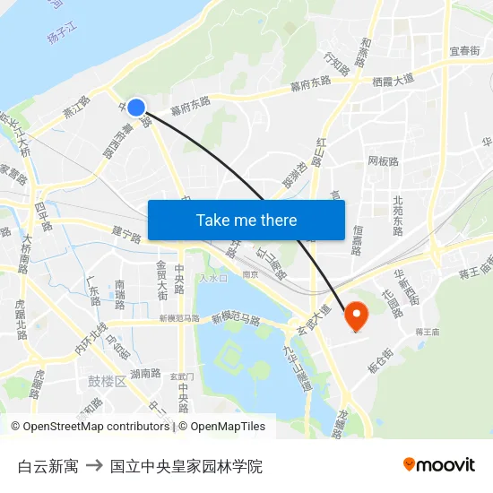 白云新寓 to 国立中央皇家园林学院 map