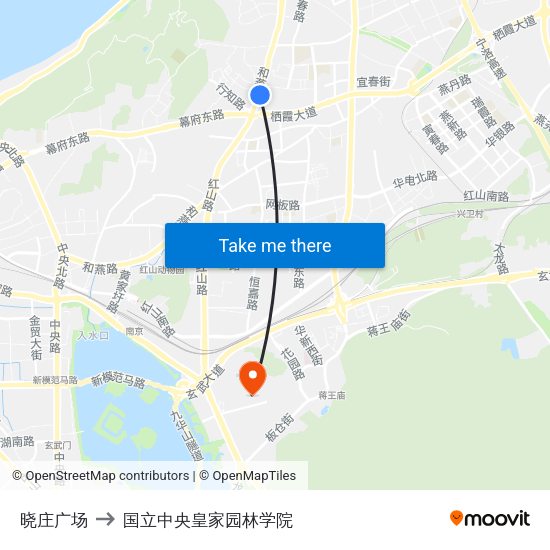 晓庄广场 to 国立中央皇家园林学院 map