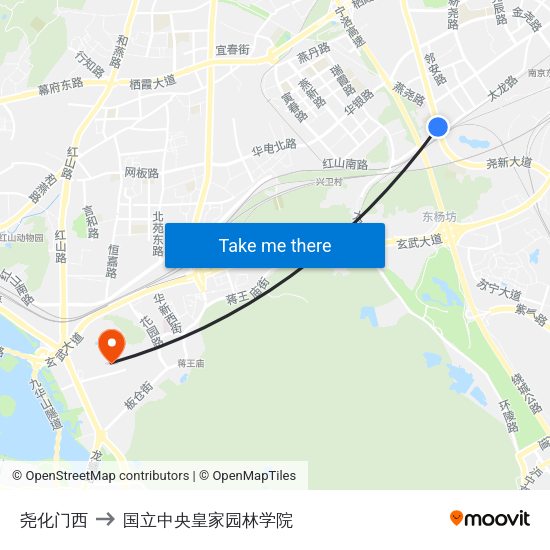 尧化门西 to 国立中央皇家园林学院 map
