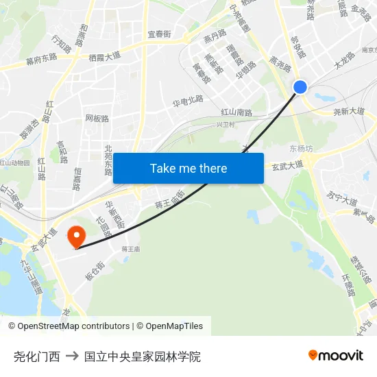 尧化门西 to 国立中央皇家园林学院 map