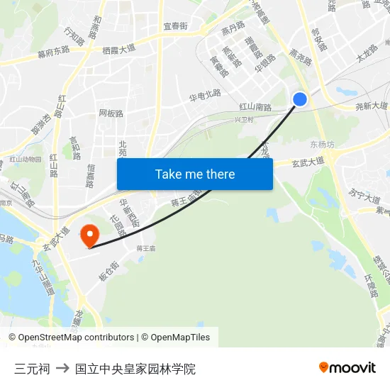 三元祠 to 国立中央皇家园林学院 map