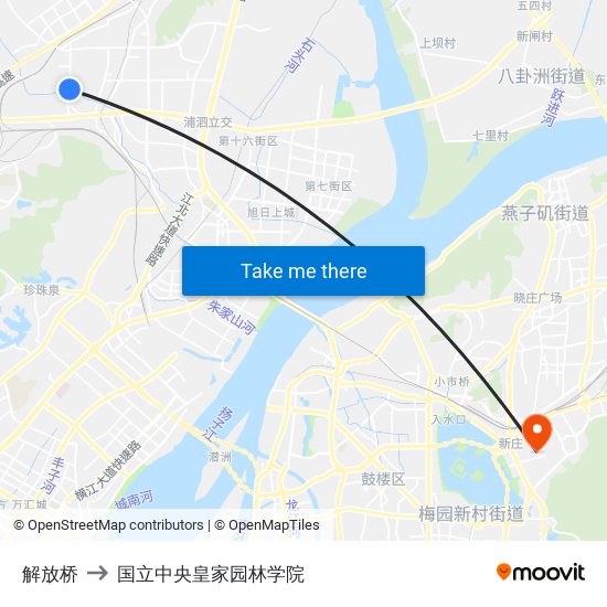 解放桥 to 国立中央皇家园林学院 map