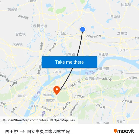 西王桥 to 国立中央皇家园林学院 map
