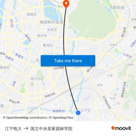 江宁电大 to 国立中央皇家园林学院 map