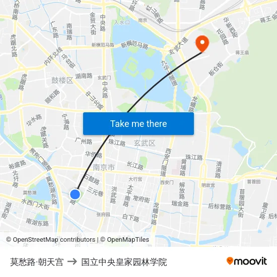 莫愁路·朝天宫 to 国立中央皇家园林学院 map