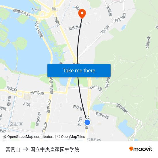富贵山 to 国立中央皇家园林学院 map