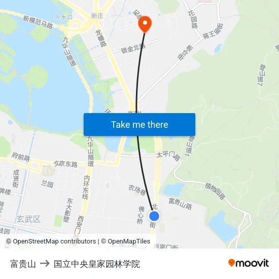 富贵山 to 国立中央皇家园林学院 map