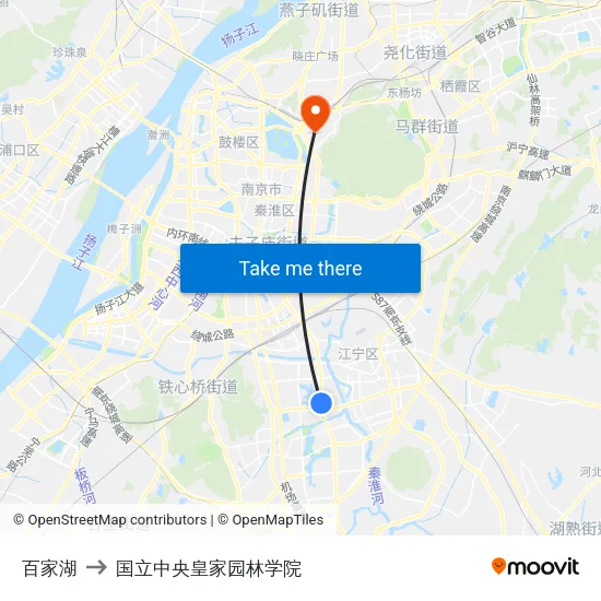 百家湖 to 国立中央皇家园林学院 map