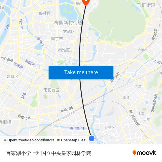 百家湖小学 to 国立中央皇家园林学院 map