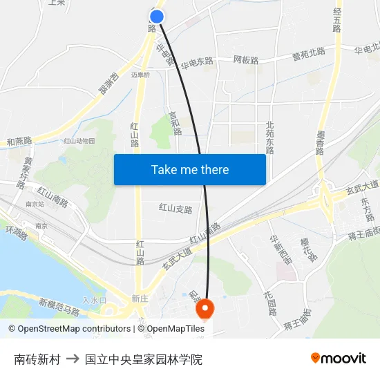 南砖新村 to 国立中央皇家园林学院 map
