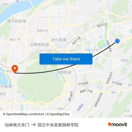 仙林南大东门 to 国立中央皇家园林学院 map