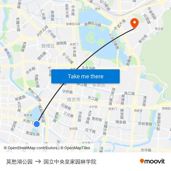 莫愁湖公园 to 国立中央皇家园林学院 map