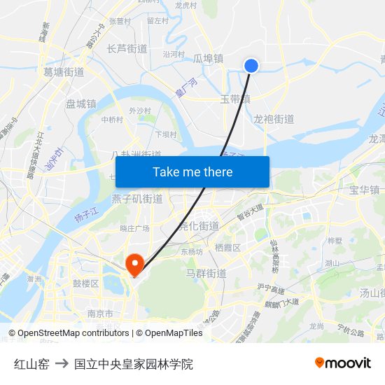 红山窑 to 国立中央皇家园林学院 map