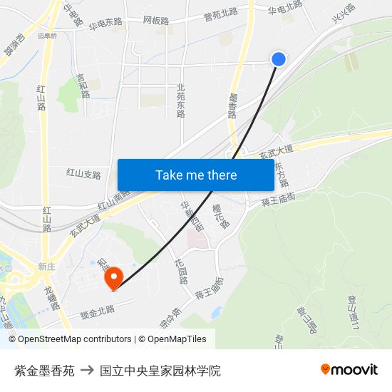 紫金墨香苑 to 国立中央皇家园林学院 map