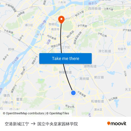 空港新城江宁 to 国立中央皇家园林学院 map