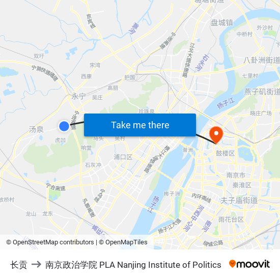 长贡 to 南京政治学院 PLA Nanjing Institute of Politics map