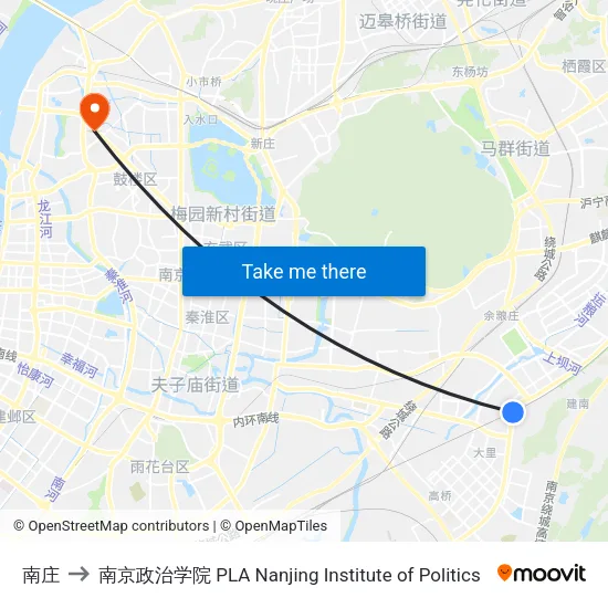 南庄 to 南京政治学院 PLA Nanjing Institute of Politics map