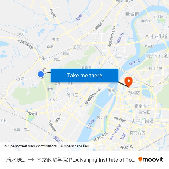 滴水珠西 to 南京政治学院 PLA Nanjing Institute of Politics map