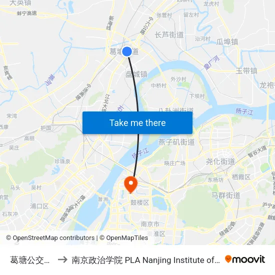 葛塘公交总站 to 南京政治学院 PLA Nanjing Institute of Politics map