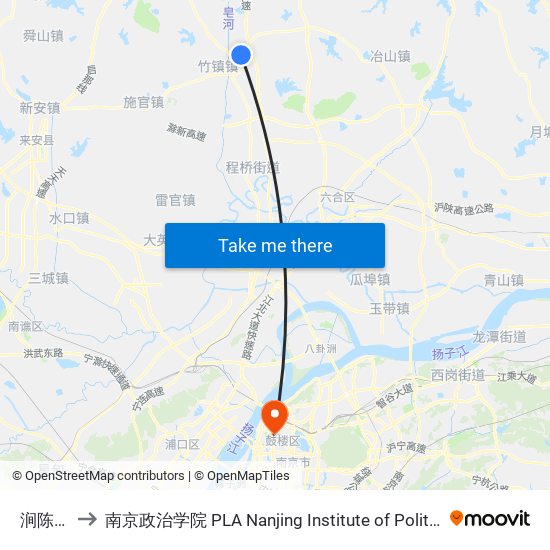 涧陈路 to 南京政治学院 PLA Nanjing Institute of Politics map
