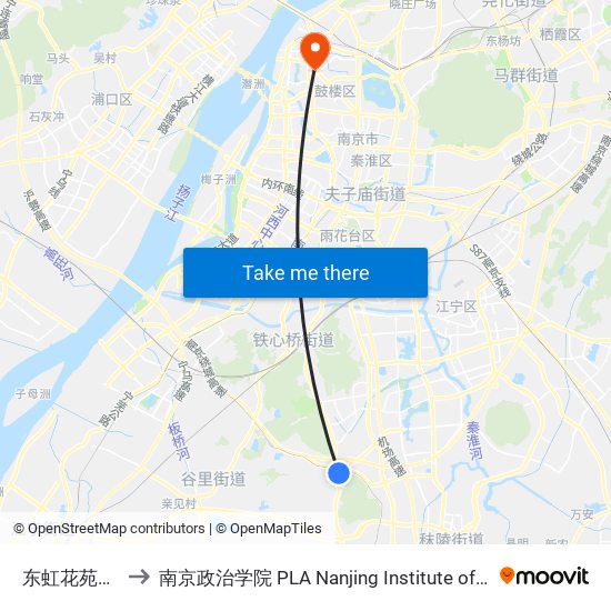 东虹花苑西苑 to 南京政治学院 PLA Nanjing Institute of Politics map