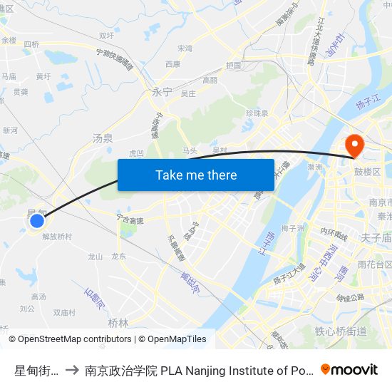 星甸街西 to 南京政治学院 PLA Nanjing Institute of Politics map