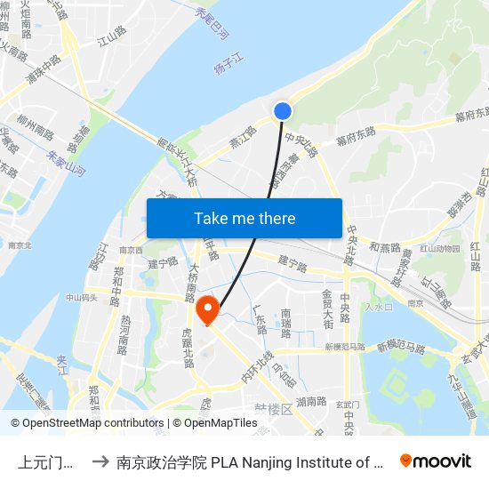 上元门水厂 to 南京政治学院 PLA Nanjing Institute of Politics map