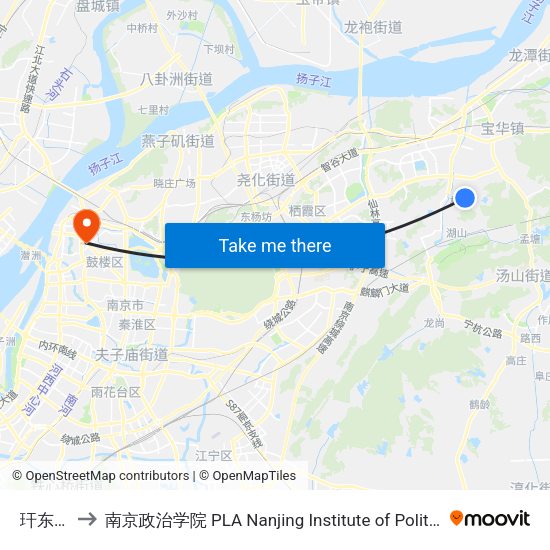 玕东村 to 南京政治学院 PLA Nanjing Institute of Politics map