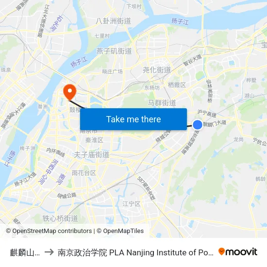 麒麟山庄 to 南京政治学院 PLA Nanjing Institute of Politics map