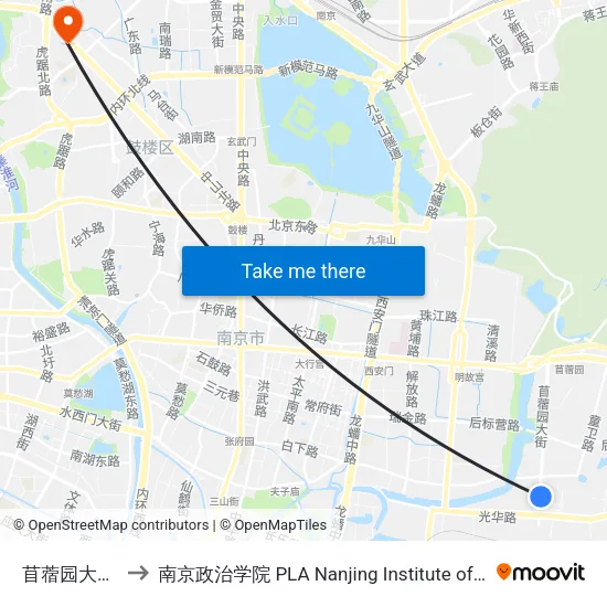 苜蓿园大街南 to 南京政治学院 PLA Nanjing Institute of Politics map