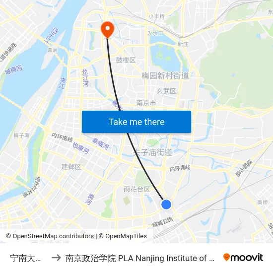 宁南大道东 to 南京政治学院 PLA Nanjing Institute of Politics map