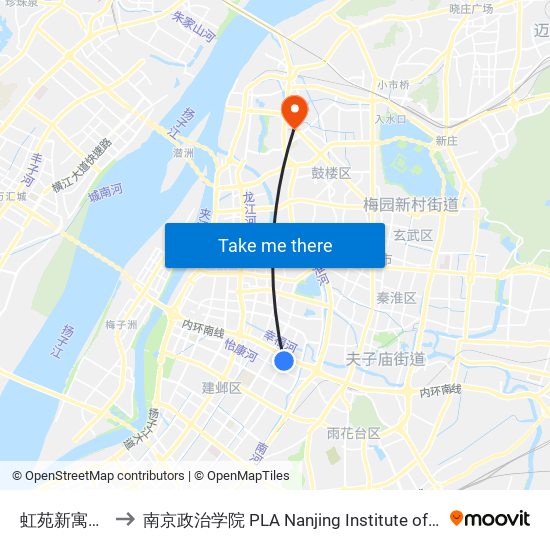 虹苑新寓东门 to 南京政治学院 PLA Nanjing Institute of Politics map