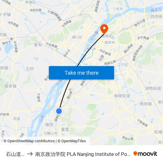 石山道口 to 南京政治学院 PLA Nanjing Institute of Politics map