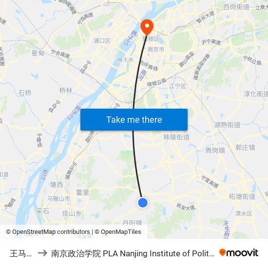 王马场 to 南京政治学院 PLA Nanjing Institute of Politics map
