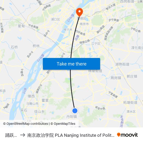 踊跃南 to 南京政治学院 PLA Nanjing Institute of Politics map