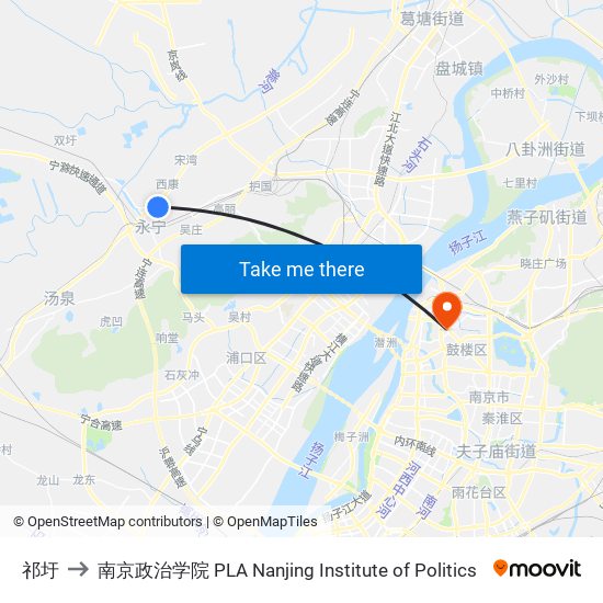 祁圩 to 南京政治学院 PLA Nanjing Institute of Politics map