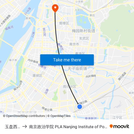 玉盘西街 to 南京政治学院 PLA Nanjing Institute of Politics map