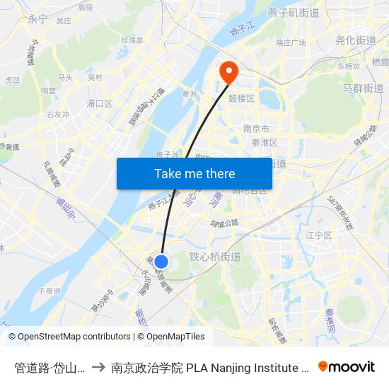 管道路·岱山西路 to 南京政治学院 PLA Nanjing Institute of Politics map